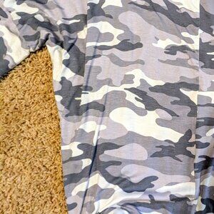 White Birch Med Off shoulder Camo print tie waist three quarter sleeve